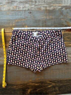 H&M High Waist Geometric Print Shorts in Navy & Pink